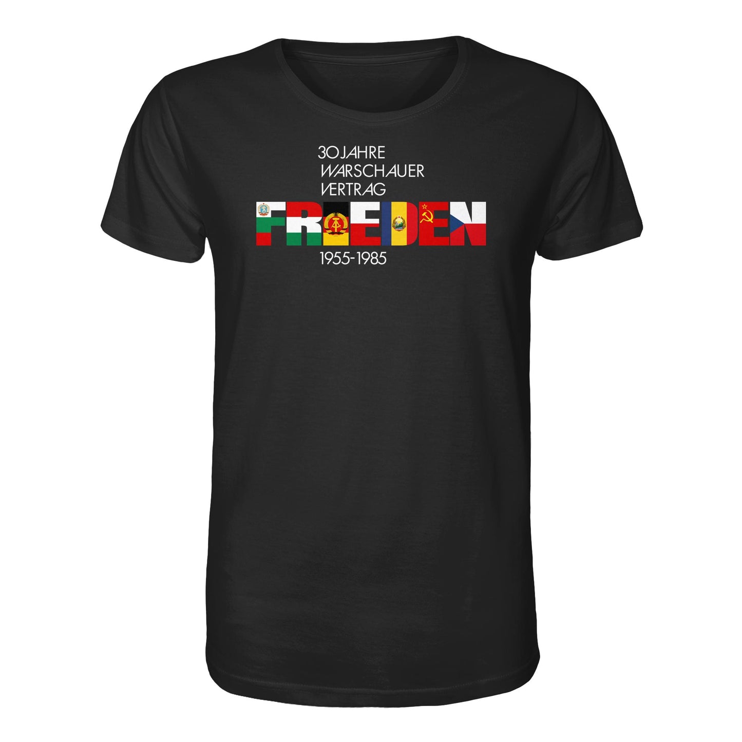 DDR Ostalgie Bio-Shirt Unisex • FRIEDEN - 30 JAHRE WARSCHAUER VERTRAG (DDR-BRIEFMARKE)
