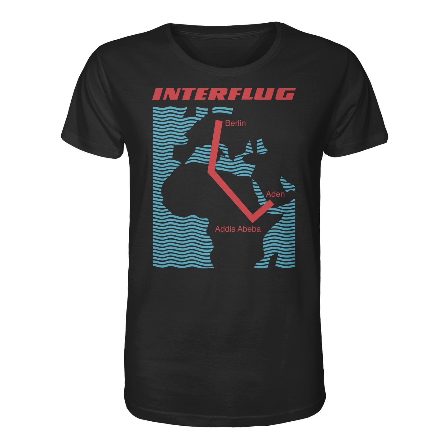 DDR Ostalgie Bio-Shirt Unisex • INTERFLUG BERLIN - ADDIS ABEBA (ORIGINAL SONDERSTEMPEL)
