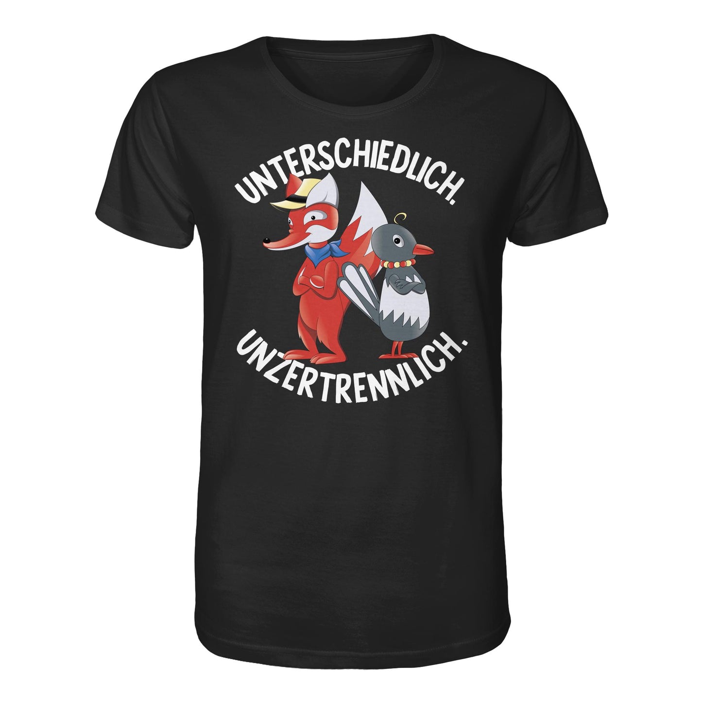 DDR Ostalgie Bio-Shirt Unisex • UNSER SANDMÄNNCHEN - HERR FUCHS & FRAU ELSTER, UNZERTRENNLICH