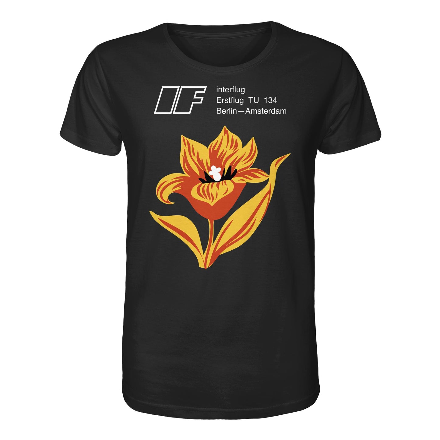 DDR Ostalgie Bio-Shirt Unisex • INTERFLUG BERLIN - AMSTERDAM (ORIGINAL SONDERSTEMPEL)