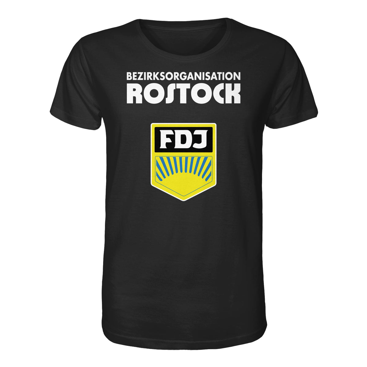 DDR Ostalgie Bio-Shirt Unisex • BEZIRKSORGANISATION ROSTOCK (ORIGINAL-WIMPEL)