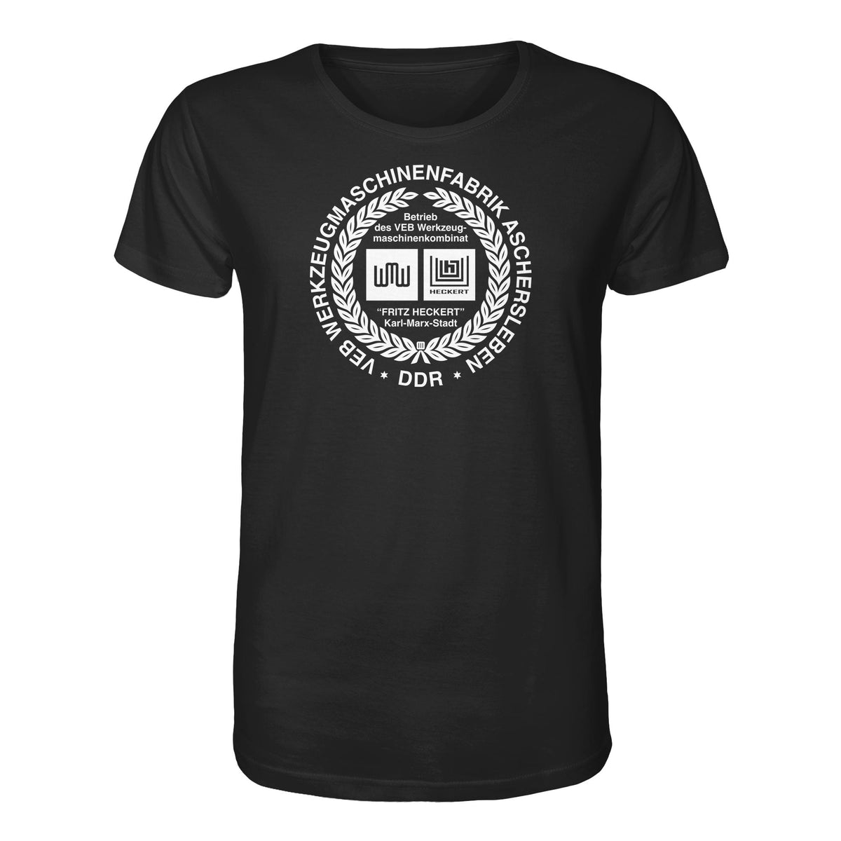 DDR Ostalgie Bio-Shirt Unisex • VEB WERKZEUGMASCHINENKOMBINAT FRITZ HECKERT - ASCHERSLEBEN