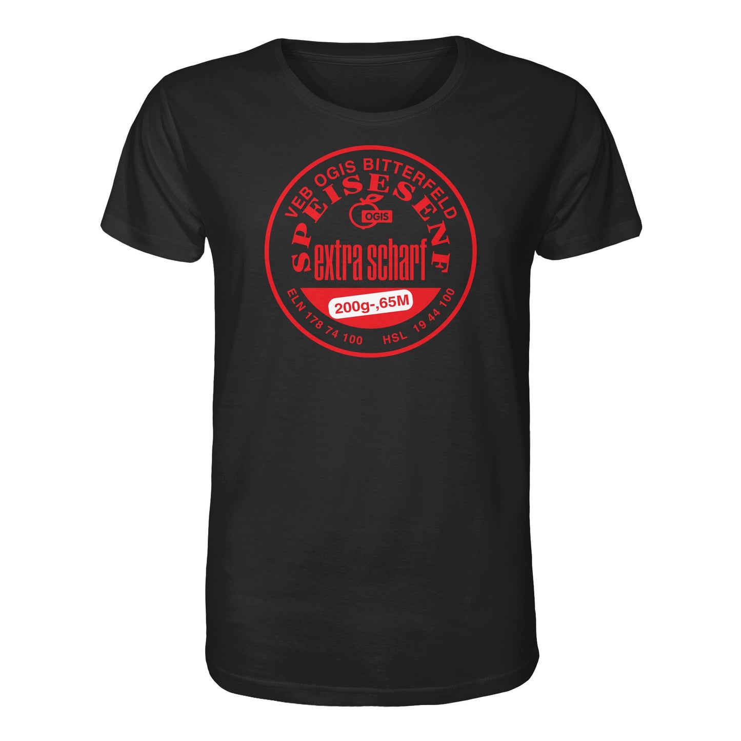 DDR Ostalgie Bio-Shirt Unisex • VEB OGIS BITTERFELD - SPEISESENF EXTRASCHARF