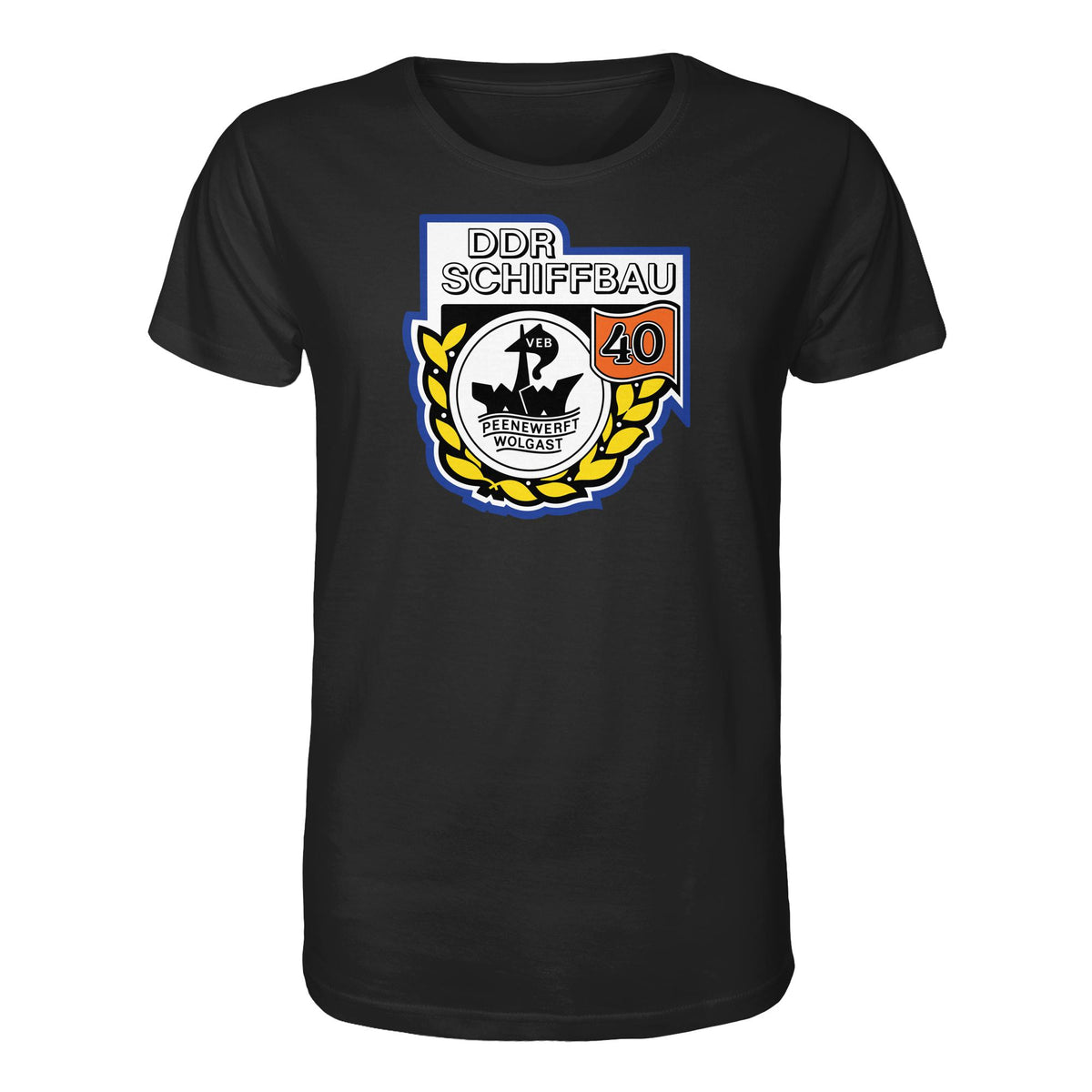 DDR Ostalgie Bio-Shirt Unisex • VEB PEENEWERFT WOLGAST, DDR SCHIFFBAU