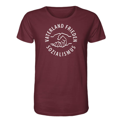 ORGANIC BIO SHIRT UNISEX • VATERLAND FRIEDEN SOZIALISMUS (DDR LOGO)