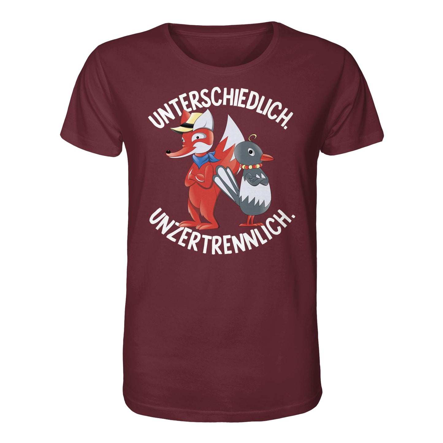 DDR Ostalgie Bio-Shirt Unisex • UNSER SANDMÄNNCHEN - HERR FUCHS & FRAU ELSTER, UNZERTRENNLICH
