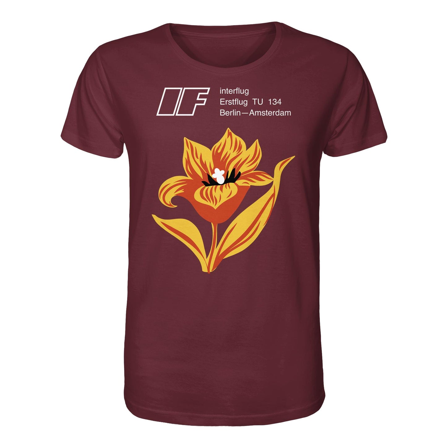 DDR Ostalgie Bio-Shirt Unisex • INTERFLUG BERLIN - AMSTERDAM (ORIGINAL SONDERSTEMPEL)