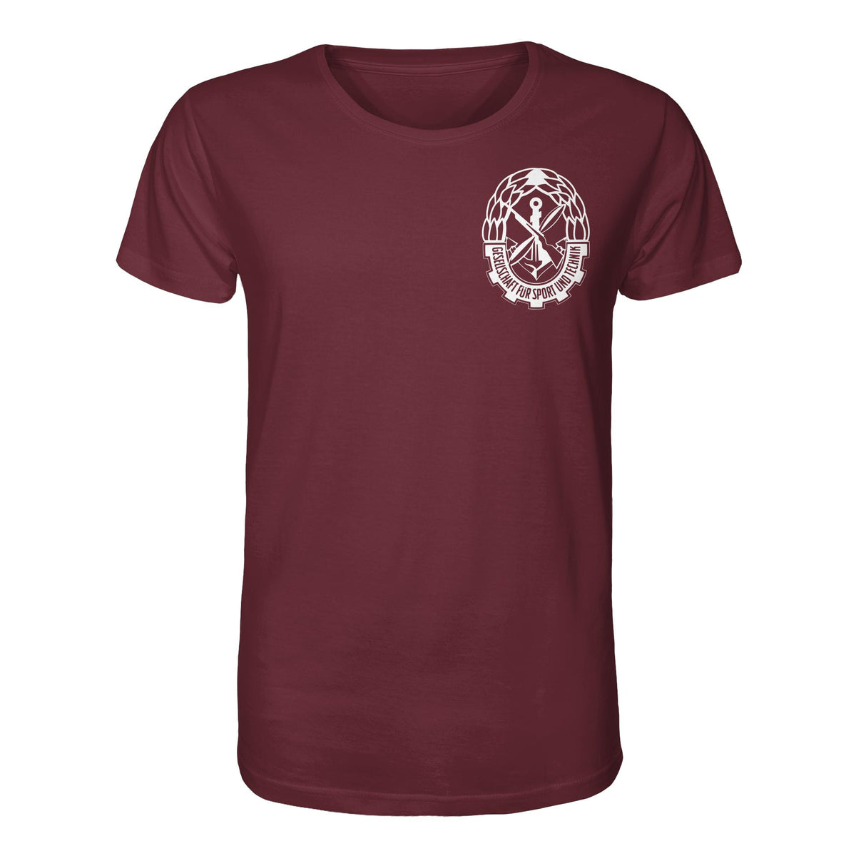DDR Ostalgie Bio-Shirt Unisex • GST - GESELLSCHAFT FÜR SPORT UND TECHNIK (BRUST EMBLEM)