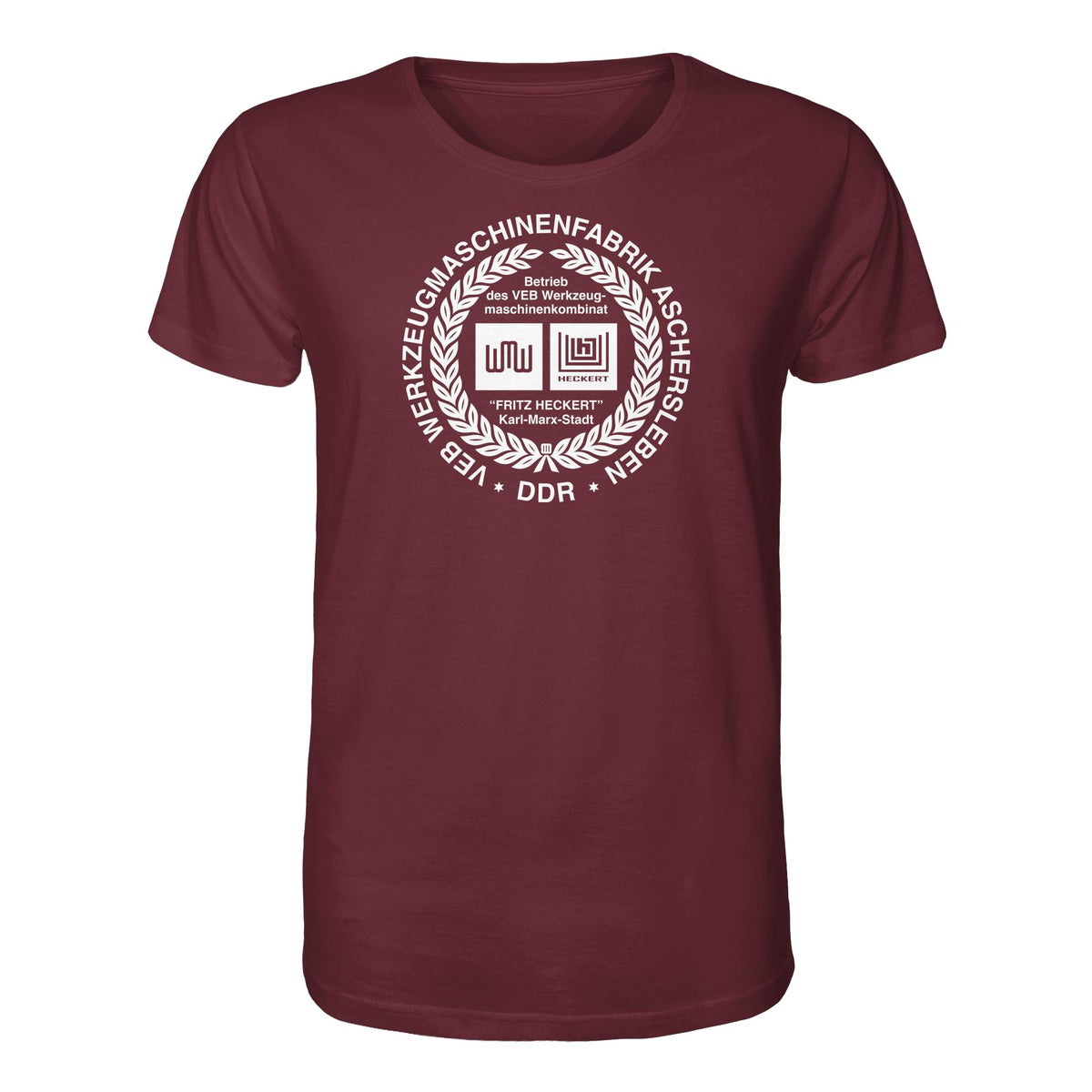DDR Ostalgie Bio-Shirt Unisex • VEB WERKZEUGMASCHINENKOMBINAT FRITZ HECKERT - ASCHERSLEBEN