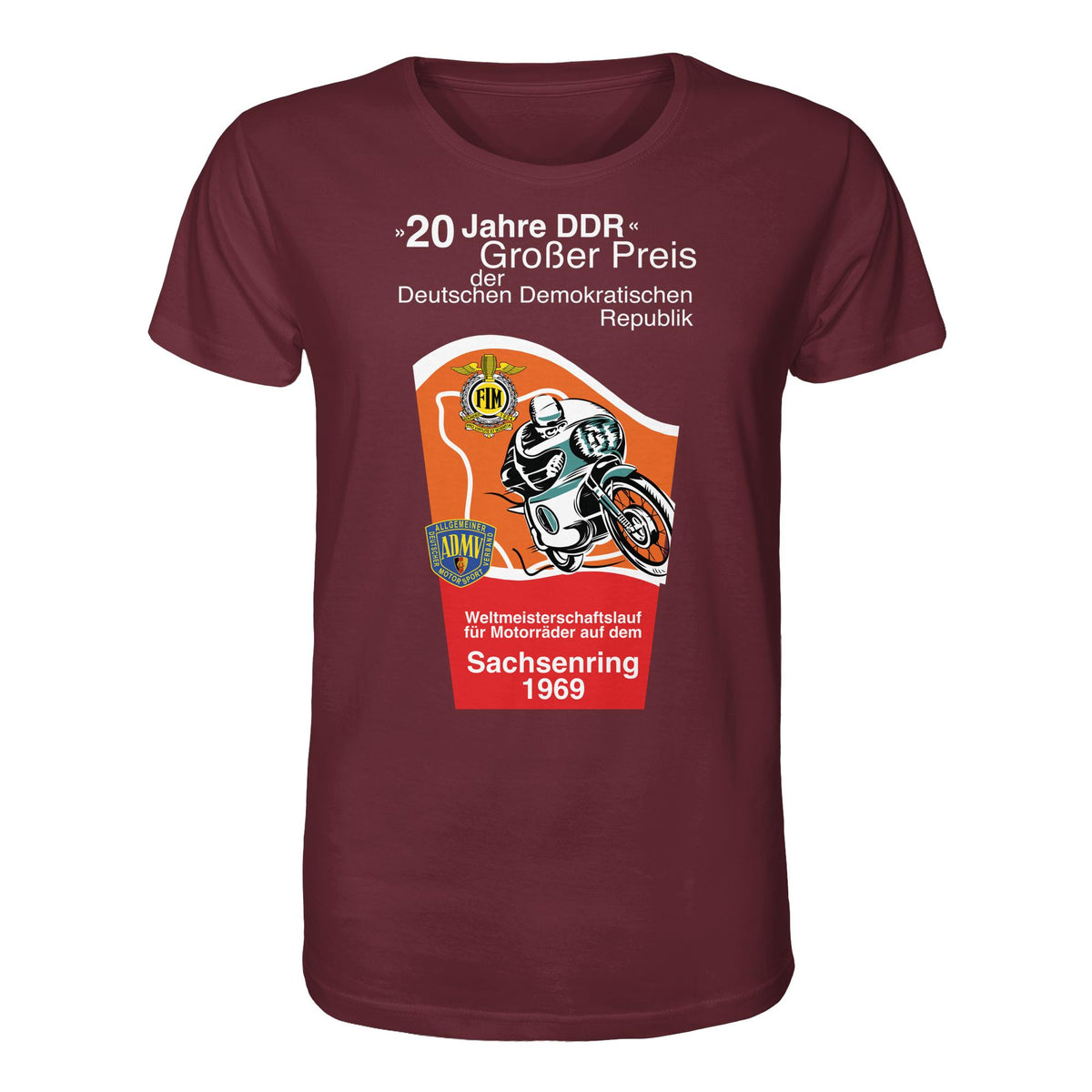 DDR Ostalgie Bio-Shirt Unisex • SACHSENRING 1969, WELTMEISTERSCHAFTSLAUF