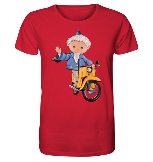 ORGANIC BIO SHIRT UNISEX • UNSER SANDMÄNNCHEN - AUF DER SCHWALBE - BLAU (PU-137, 1973)