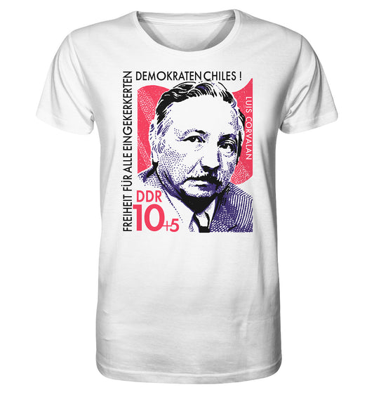 ORGANIC BIO SHIRT UNISEX • DDR BRIEFMARKE - FREIHEIT FÜR LUIS CORVALAN