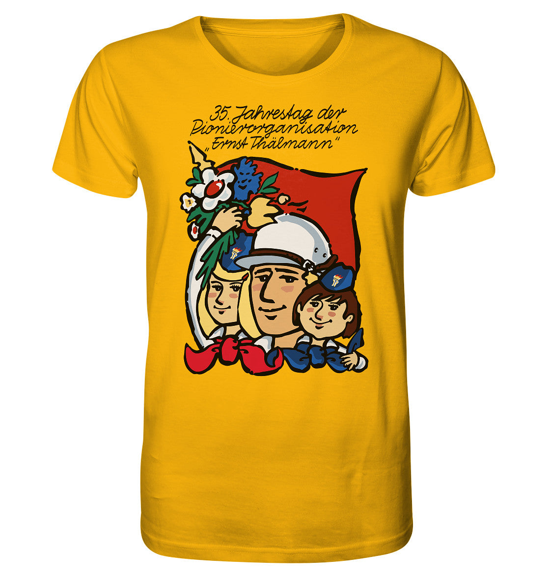 ORGANIC BIO SHIRT UNISEX • 35 JAHRE PIONIERORGANISATION ERNST THÄLMANN (ORIGINAL DDR-PLAKAT)