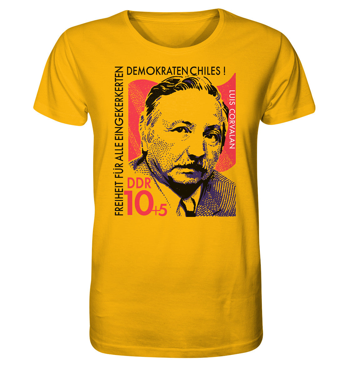 ORGANIC BIO SHIRT UNISEX • DDR BRIEFMARKE - FREIHEIT FÜR LUIS CORVALAN