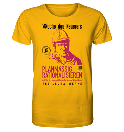 ORGANIC BIO SHIRT UNISEX • LEUNA - PLANMÄSSIG RATIONALISIEREN (DDR-ORIGINAL-PLAKAT)