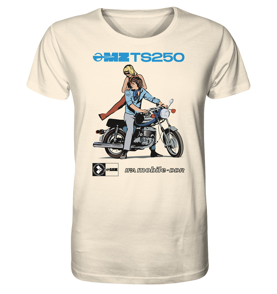 ORGANIC BIO SHIRT UNISEX • MZ TS 250 BLAU (ORIGINAL DDR-PLAKAT)