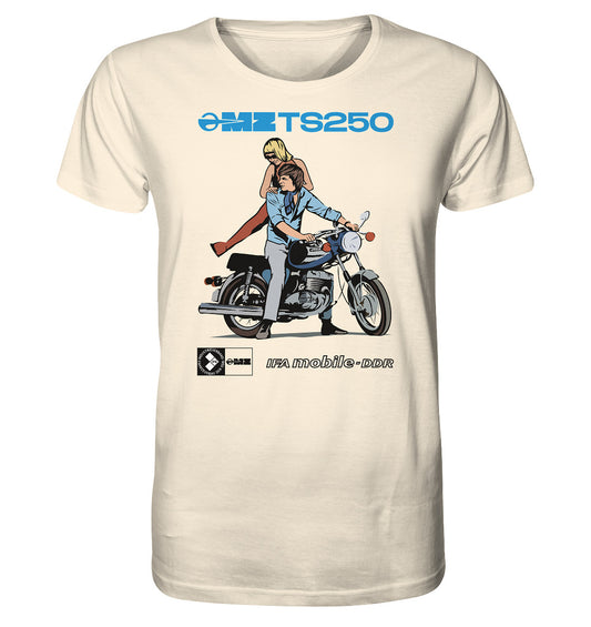 ORGANIC BIO SHIRT UNISEX • MZ TS 250 BLAU (ORIGINAL DDR-PLAKAT)