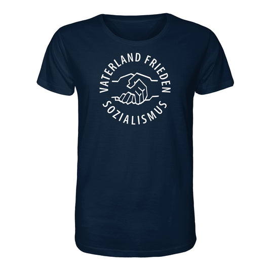 ORGANIC BIO SHIRT UNISEX • VATERLAND FRIEDEN SOZIALISMUS (DDR LOGO)