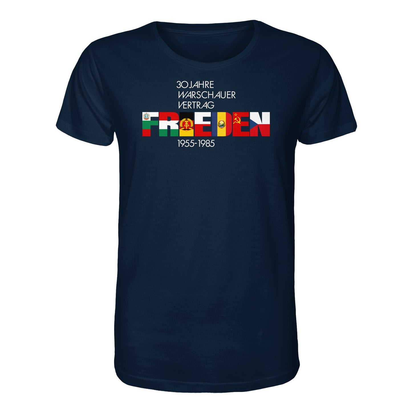 DDR Ostalgie Bio-Shirt Unisex • FRIEDEN - 30 JAHRE WARSCHAUER VERTRAG (DDR-BRIEFMARKE)