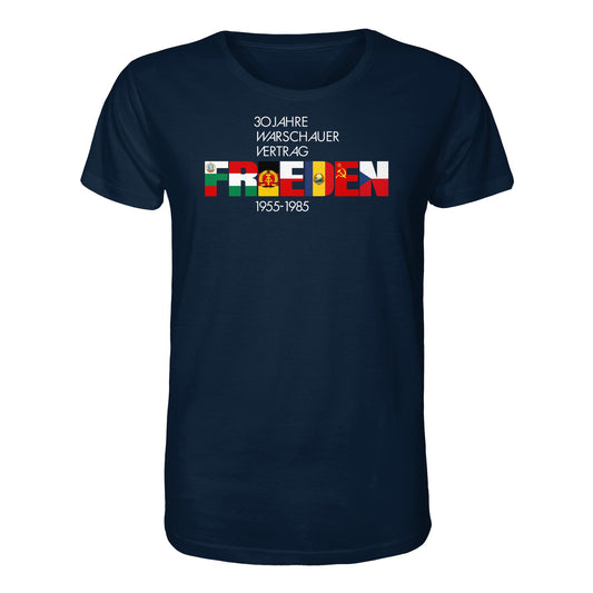 DDR Ostalgie Bio-Shirt Unisex • FRIEDEN - 30 JAHRE WARSCHAUER VERTRAG (DDR-BRIEFMARKE)