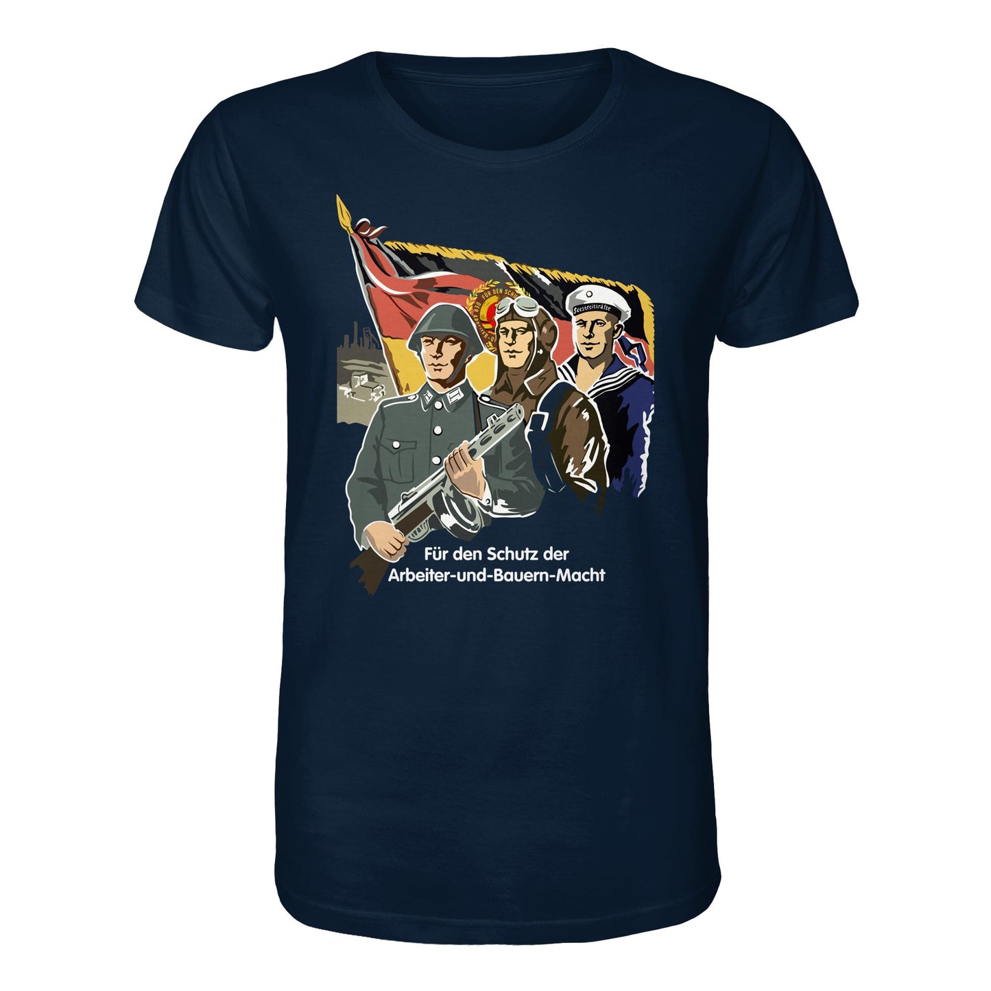 DDR Ostalgie Bio-Shirt Unisex • FÜR DEN SCHUTZ DER ARBEITER-UND-BAUERN-MACHT (NVA ORIGINAL-PLAKAT)