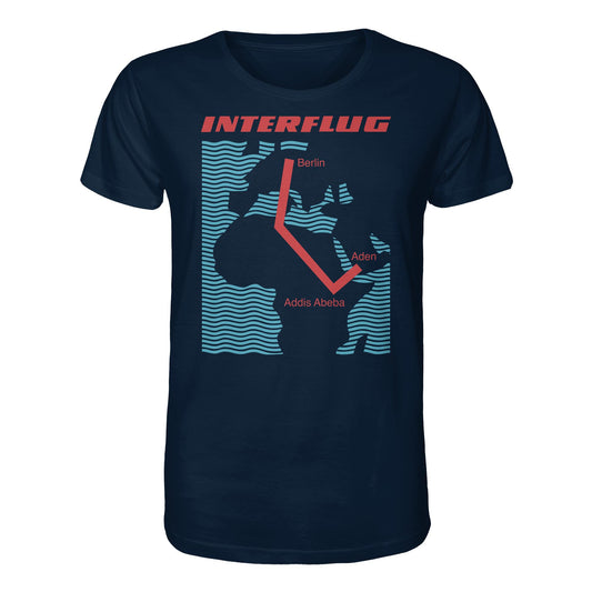 DDR Ostalgie Bio-Shirt Unisex • INTERFLUG BERLIN - ADDIS ABEBA (ORIGINAL SONDERSTEMPEL)