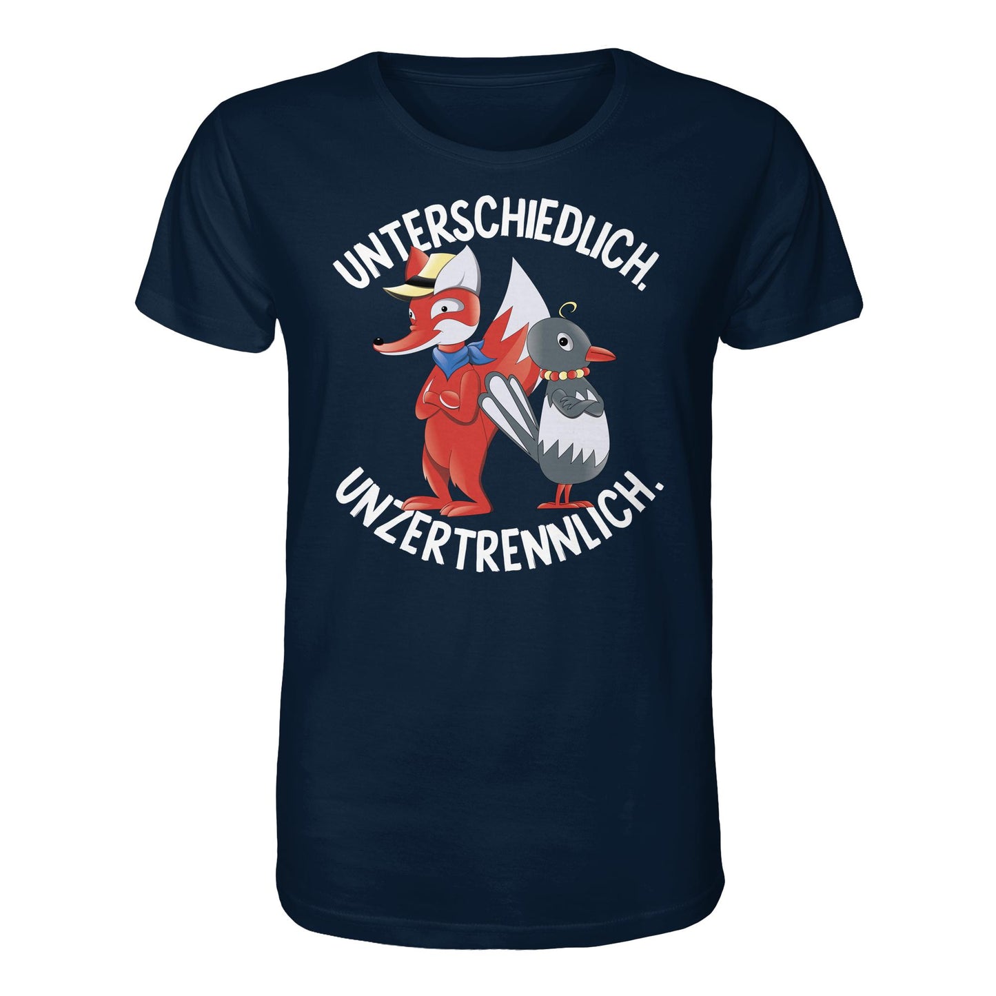 DDR Ostalgie Bio-Shirt Unisex • UNSER SANDMÄNNCHEN - HERR FUCHS & FRAU ELSTER, UNZERTRENNLICH