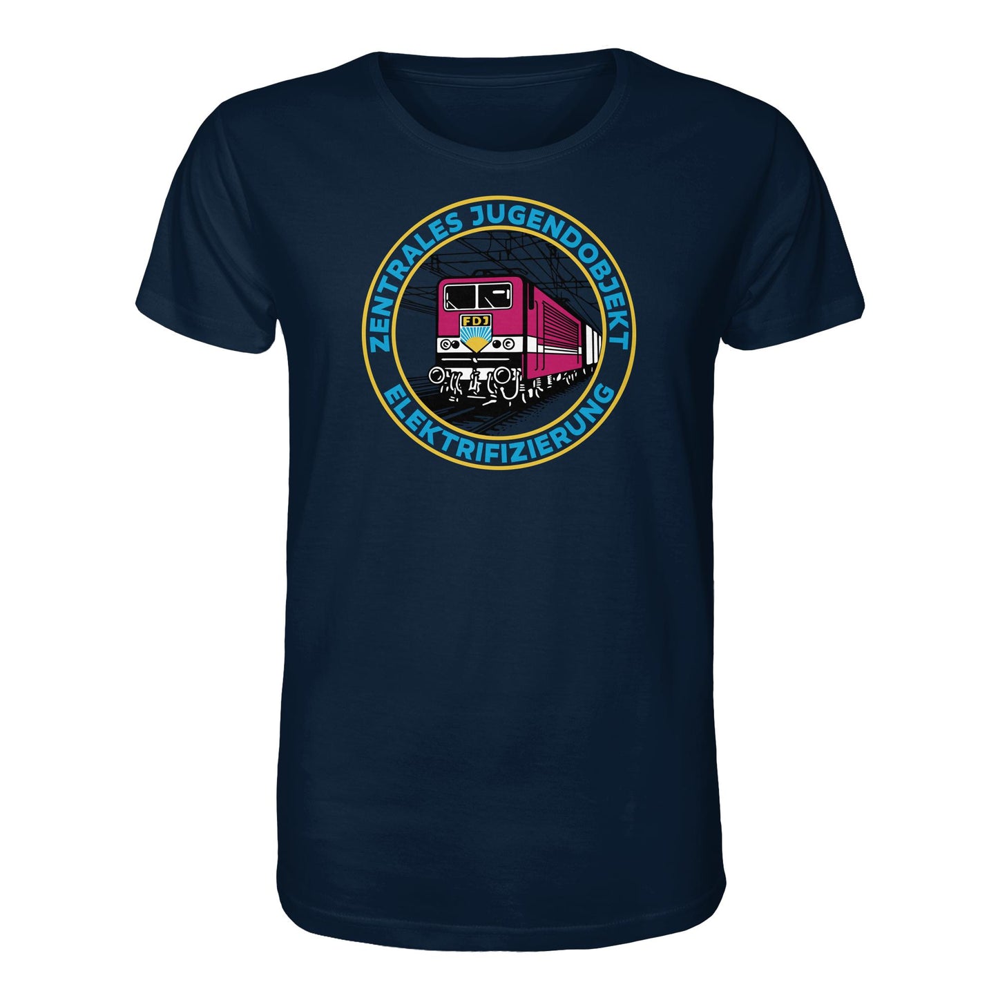 DDR Ostalgie Bio-Shirt Unisex • DR - FDJ ZENTRALES JUGENDOBJEKT ELEKTRIFIZIERUNG