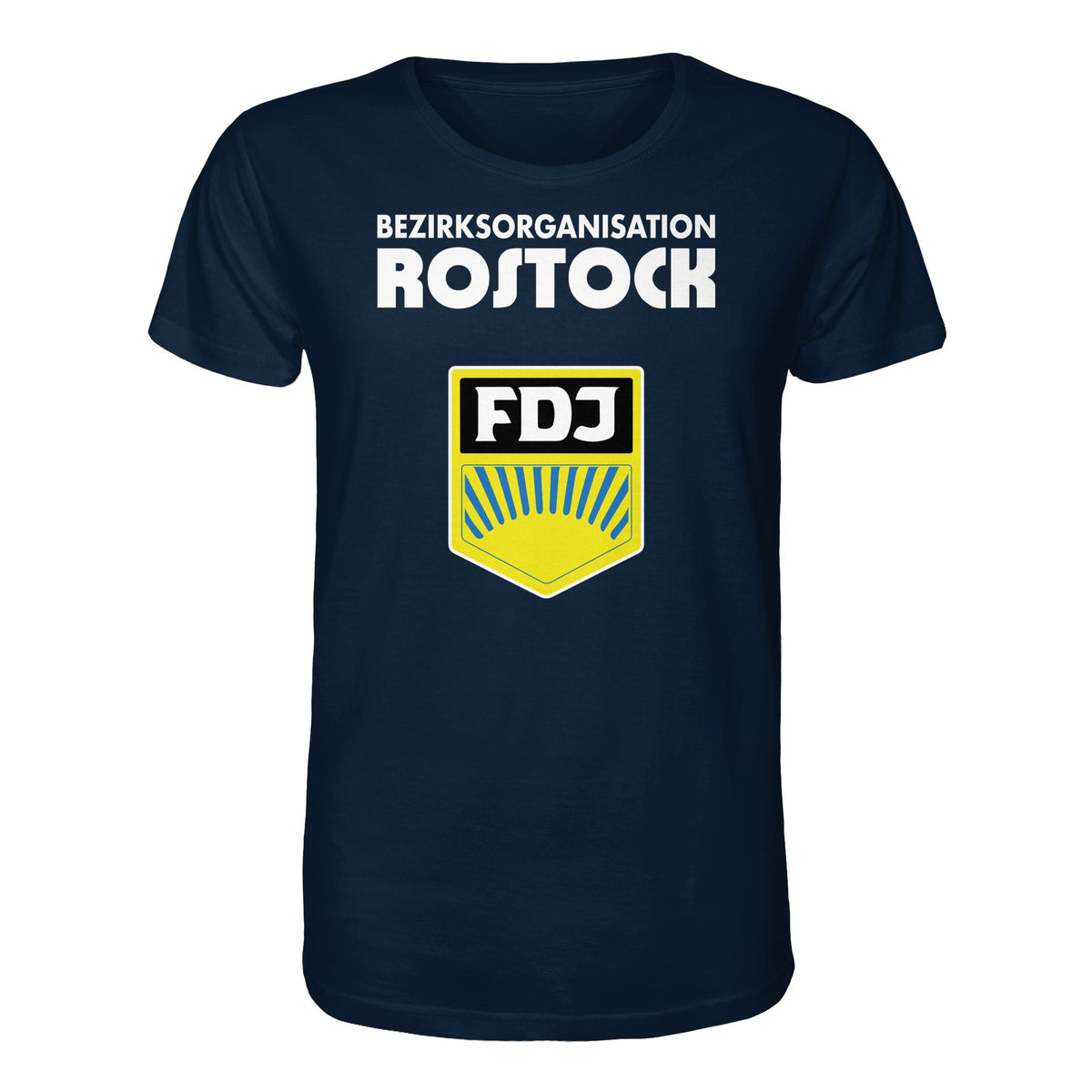 DDR Ostalgie Bio-Shirt Unisex • BEZIRKSORGANISATION ROSTOCK (ORIGINAL-WIMPEL)