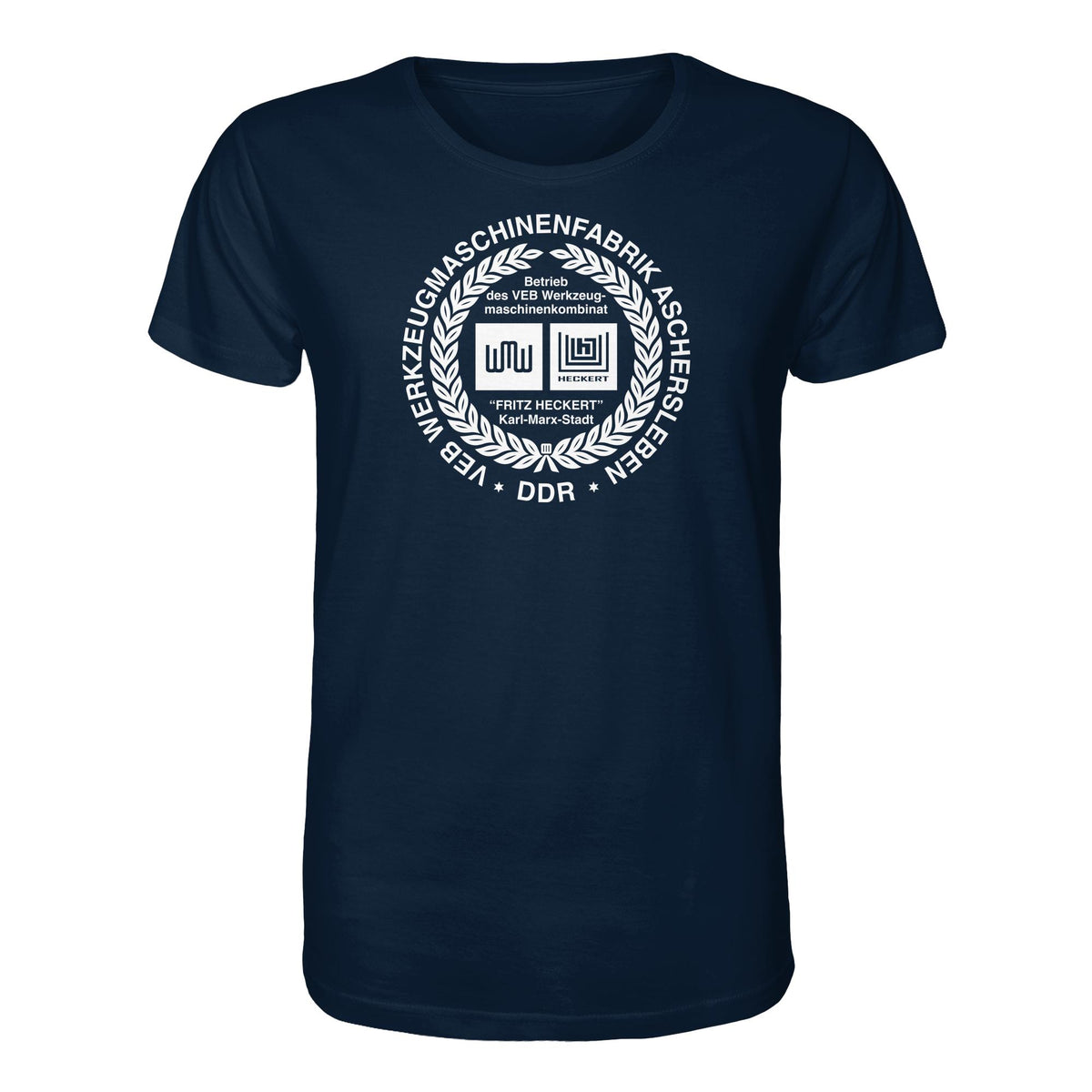 DDR Ostalgie Bio-Shirt Unisex • VEB WERKZEUGMASCHINENKOMBINAT FRITZ HECKERT - ASCHERSLEBEN