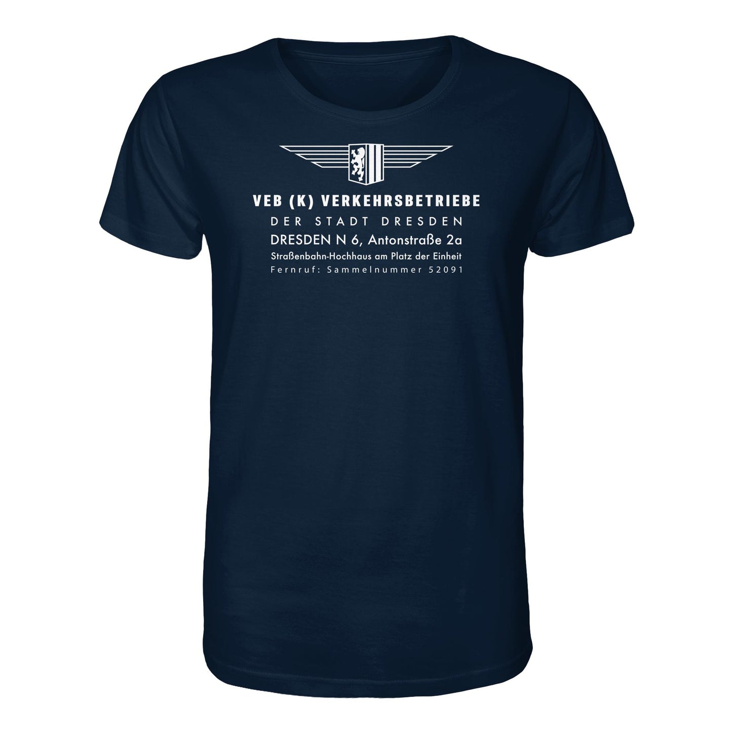 DDR Ostalgie Bio-Shirt Unisex • VEB VERKEHRSBETRIEBE DRESDEN