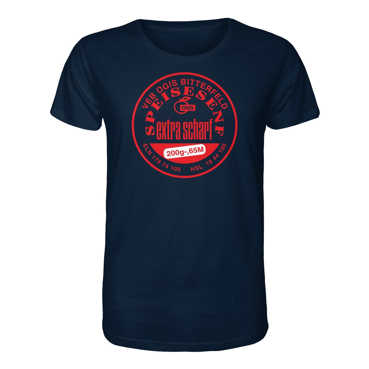 DDR Ostalgie Bio-Shirt Unisex • VEB OGIS BITTERFELD - SPEISESENF EXTRASCHARF
