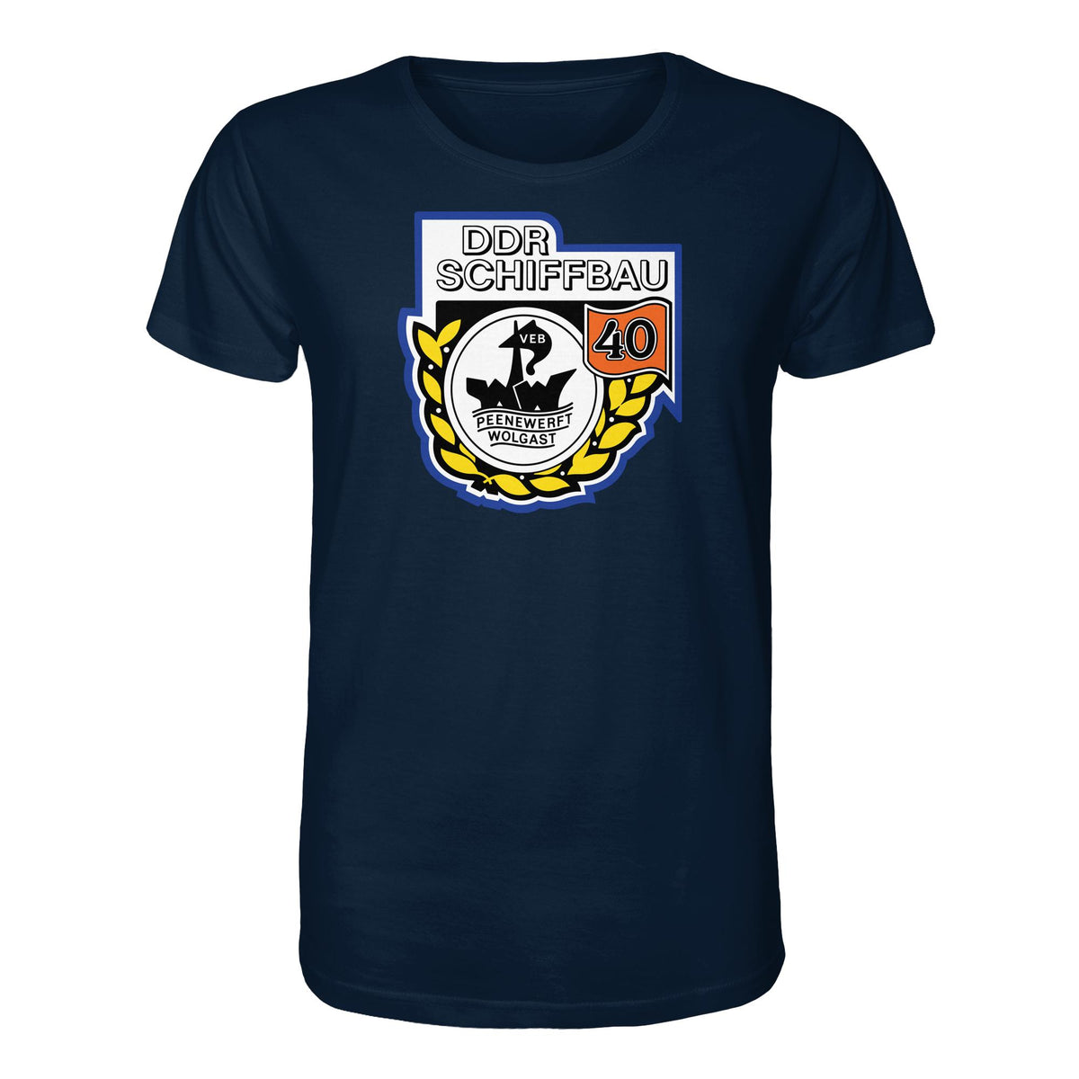 DDR Ostalgie Bio-Shirt Unisex • VEB PEENEWERFT WOLGAST, DDR SCHIFFBAU
