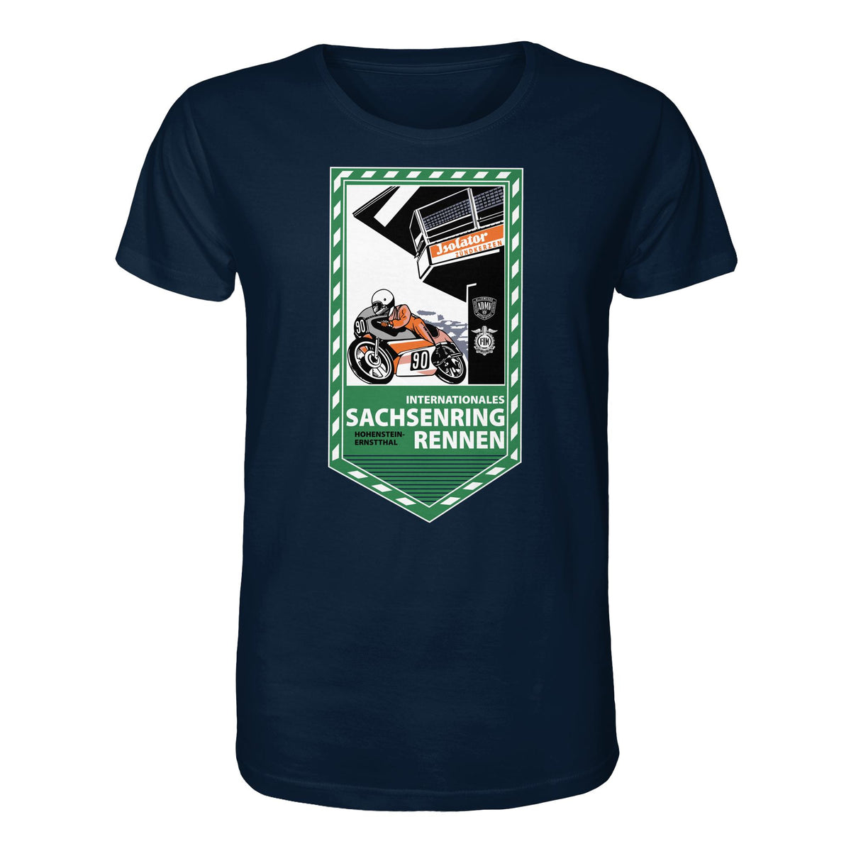 DDR Ostalgie Bio-Shirt Unisex • SACHSENRING-RENNEN ZWICKAU 1990 (ORIGINAL-WIMPEL)