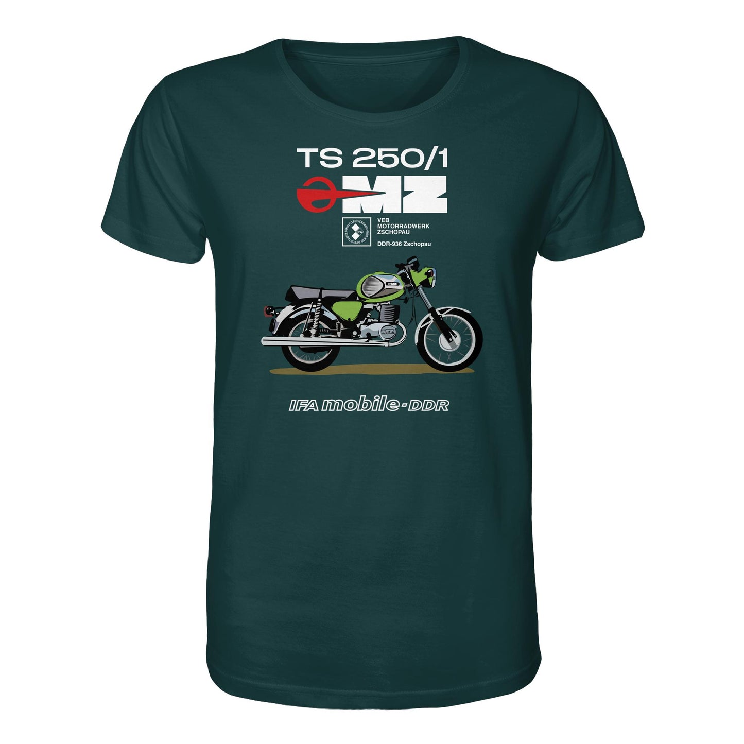 ORGANIC BIO SHIRT UNISEX • MZ TS 250 GRÜN (ORIGINAL DDR-PLAKAT)