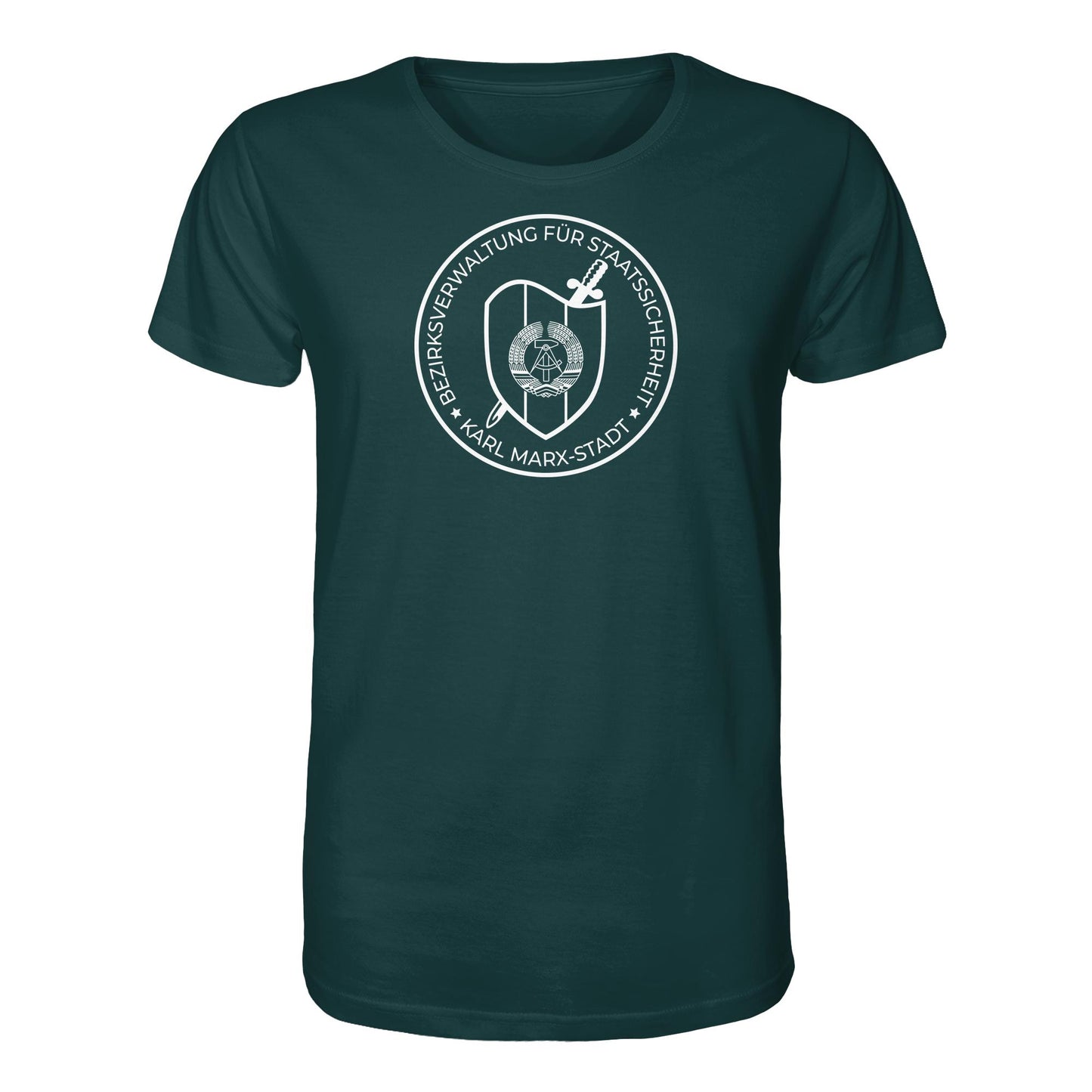 DDR Ostalgie Bio-Shirt Unisex • BEZIRKSVERWALTUNG STAATSSICHERHEIT KARL MARX STADT