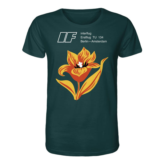 DDR Ostalgie Bio-Shirt Unisex • INTERFLUG BERLIN - AMSTERDAM (ORIGINAL SONDERSTEMPEL)