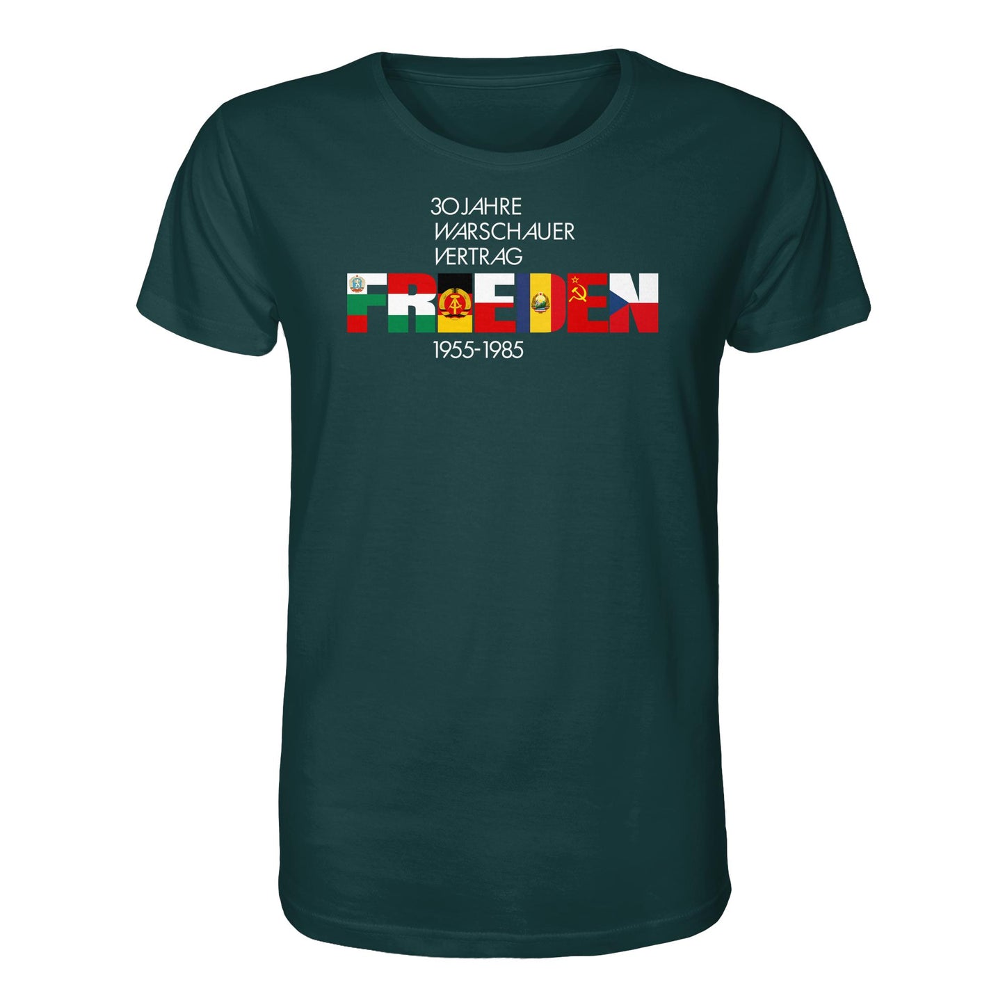 DDR Ostalgie Bio-Shirt Unisex • FRIEDEN - 30 JAHRE WARSCHAUER VERTRAG (DDR-BRIEFMARKE)