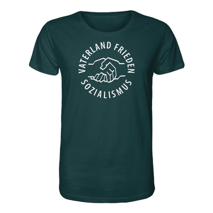 ORGANIC BIO SHIRT UNISEX • VATERLAND FRIEDEN SOZIALISMUS (DDR LOGO)