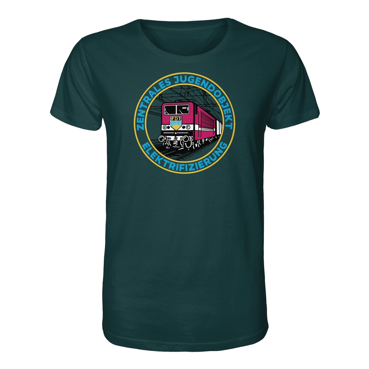 DDR Ostalgie Bio-Shirt Unisex • DR - FDJ ZENTRALES JUGENDOBJEKT ELEKTRIFIZIERUNG