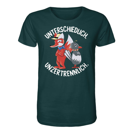 DDR Ostalgie Bio-Shirt Unisex • UNSER SANDMÄNNCHEN - HERR FUCHS & FRAU ELSTER, UNZERTRENNLICH