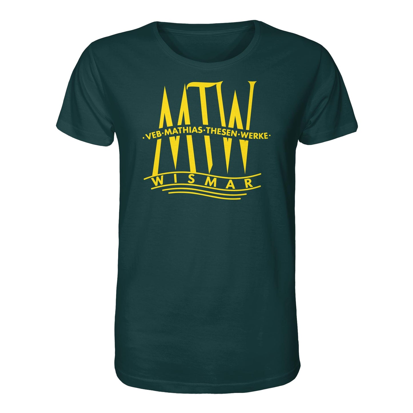 DDR Ostalgie Bio-Shirt Unisex • MATHIAS-THESEN-WERKE WISMAR (LOGO 1946)