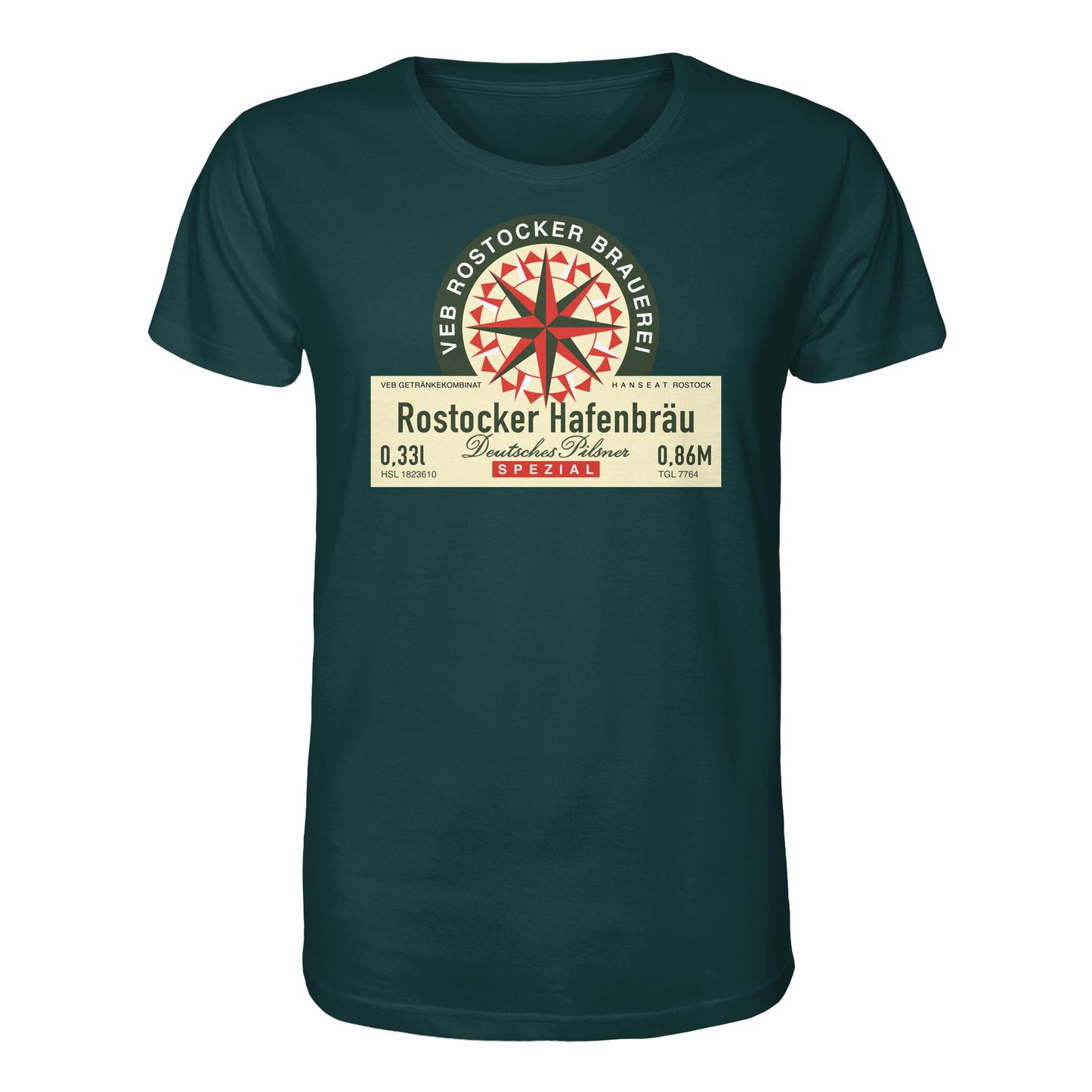 DDR Ostalgie Bio-Shirt Unisex • VEB GETRÄNKEKOMBINAT HANSEAT ROSTOCK - HAFENBRÄU