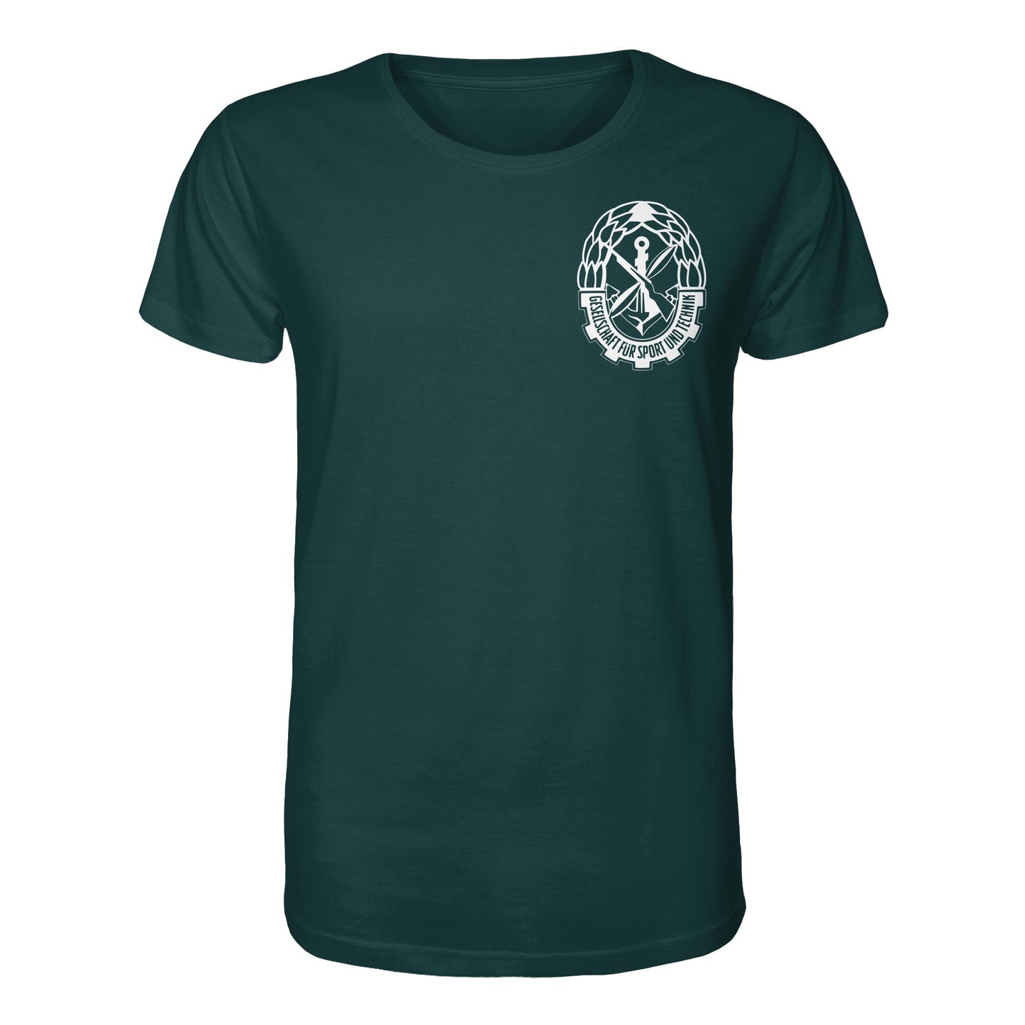 DDR Ostalgie Bio-Shirt Unisex • GST - GESELLSCHAFT FÜR SPORT UND TECHNIK (BRUST EMBLEM)