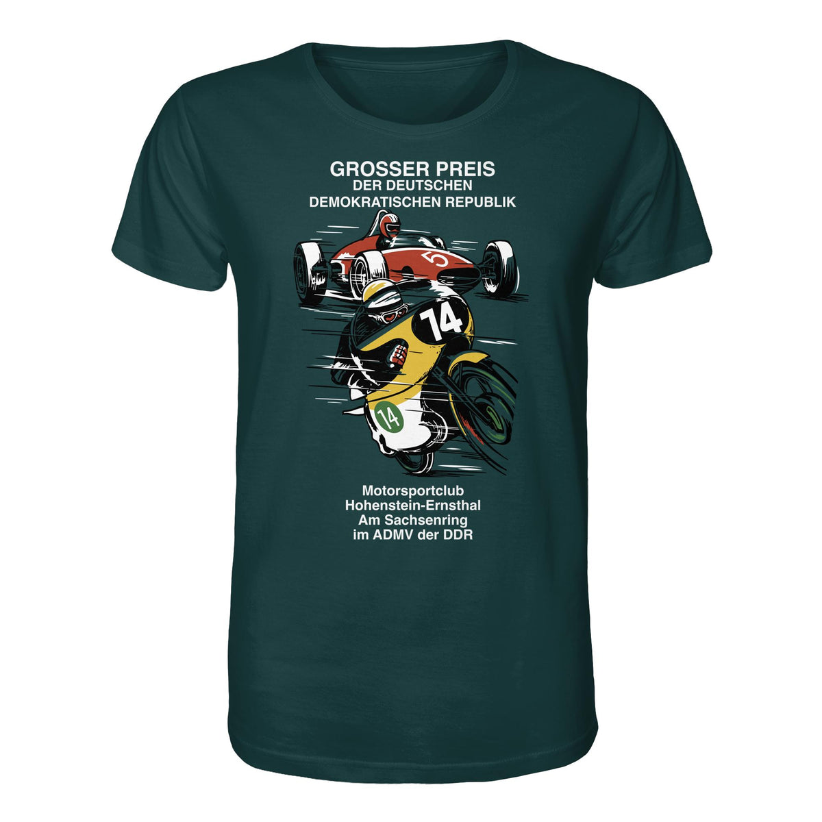 DDR Ostalgie Bio-Shirt Unisex • MOTORSPORT HOHENSTEIN-ERNSTHAL - GROSSER PREIS DER DDR