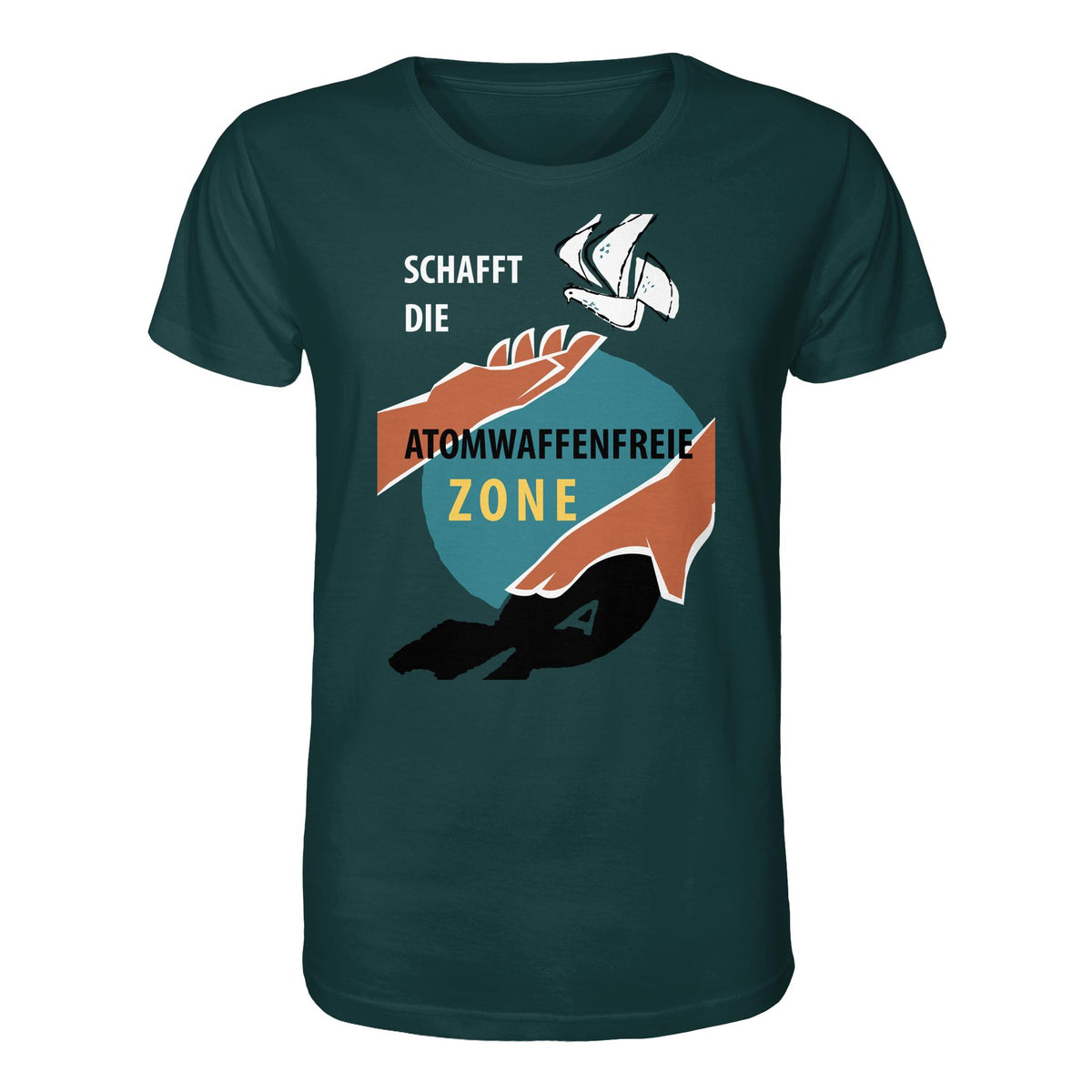 DDR Ostalgie Bio-Shirt Unisex • SCHAFFT DIE ATOMWAFFENFREIE ZONE (ORIGINAL-PLAKAT)