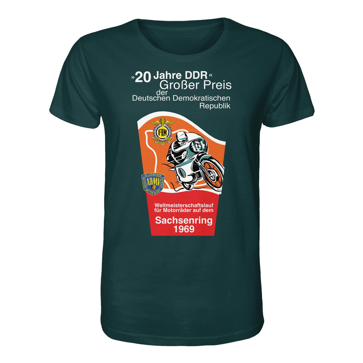 DDR Ostalgie Bio-Shirt Unisex • SACHSENRING 1969, WELTMEISTERSCHAFTSLAUF