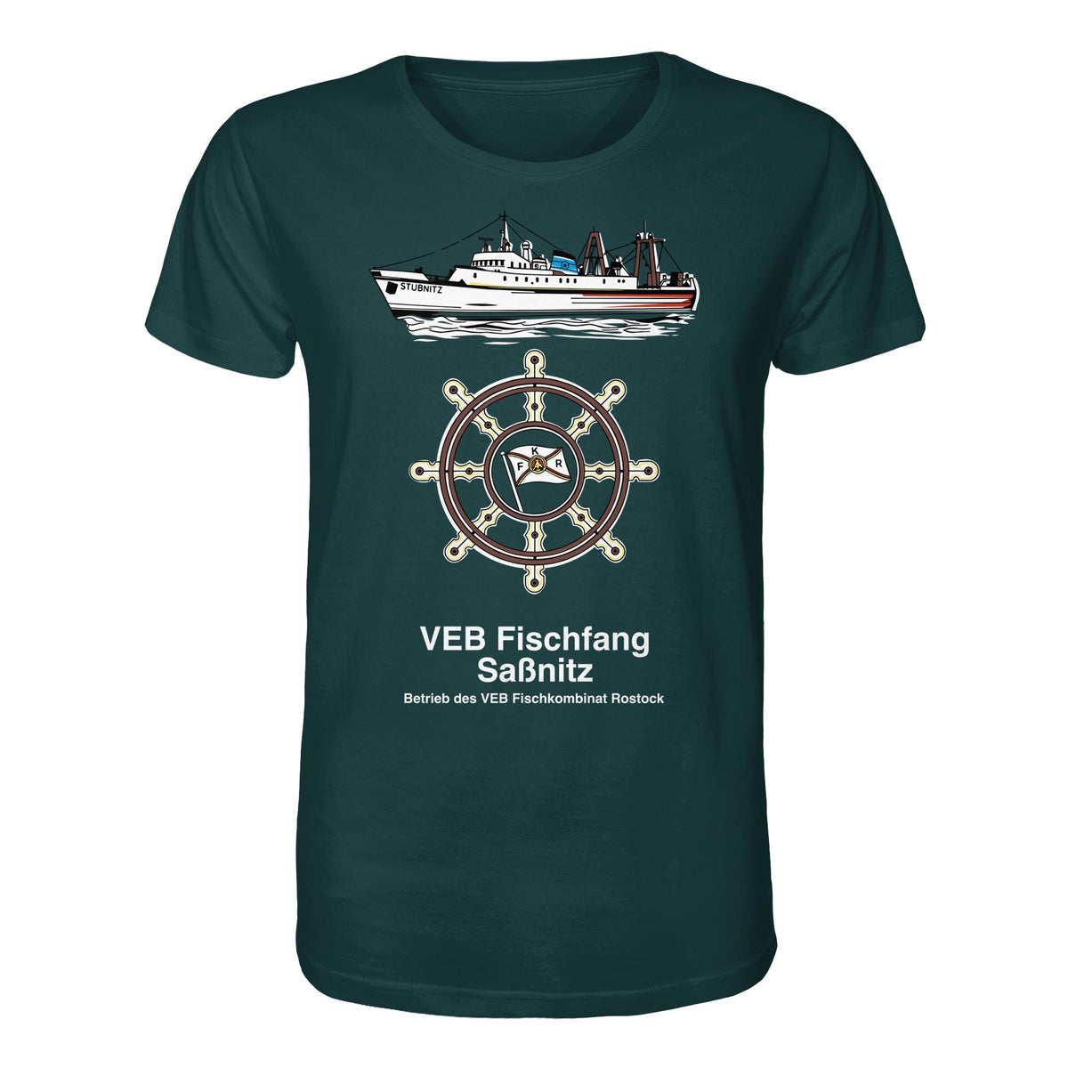 DDR Ostalgie Bio-Shirt Unisex • VEB FISCHFANG SASSNITZ