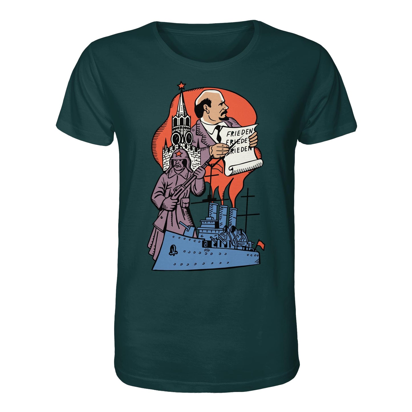 DDR Ostalgie Bio-Shirt Unisex • JAHRESTAG OKTOBERREVOLUTION 1917 (ORIGINAL POSTSTEMPEL)