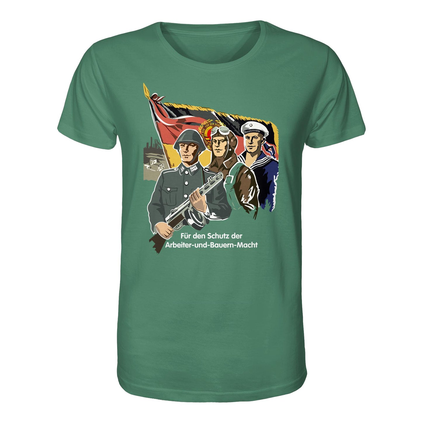 DDR Ostalgie Bio-Shirt Unisex • FÜR DEN SCHUTZ DER ARBEITER-UND-BAUERN-MACHT (NVA ORIGINAL-PLAKAT)